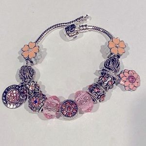 Pandora bracelet with European crystals & charms